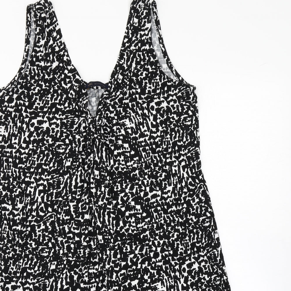 M&S Collection Womens Black Geometric  Tank Dress  Size 8