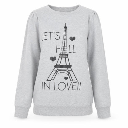 Front view of Denim CO women’s grey pullover sweatshirt, size UK 10, - longline