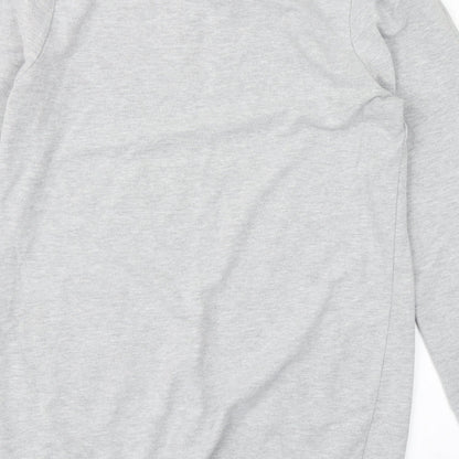 Brand and care label for Denim CO women’s grey pullover sweatshirt, size UK 10, - longline