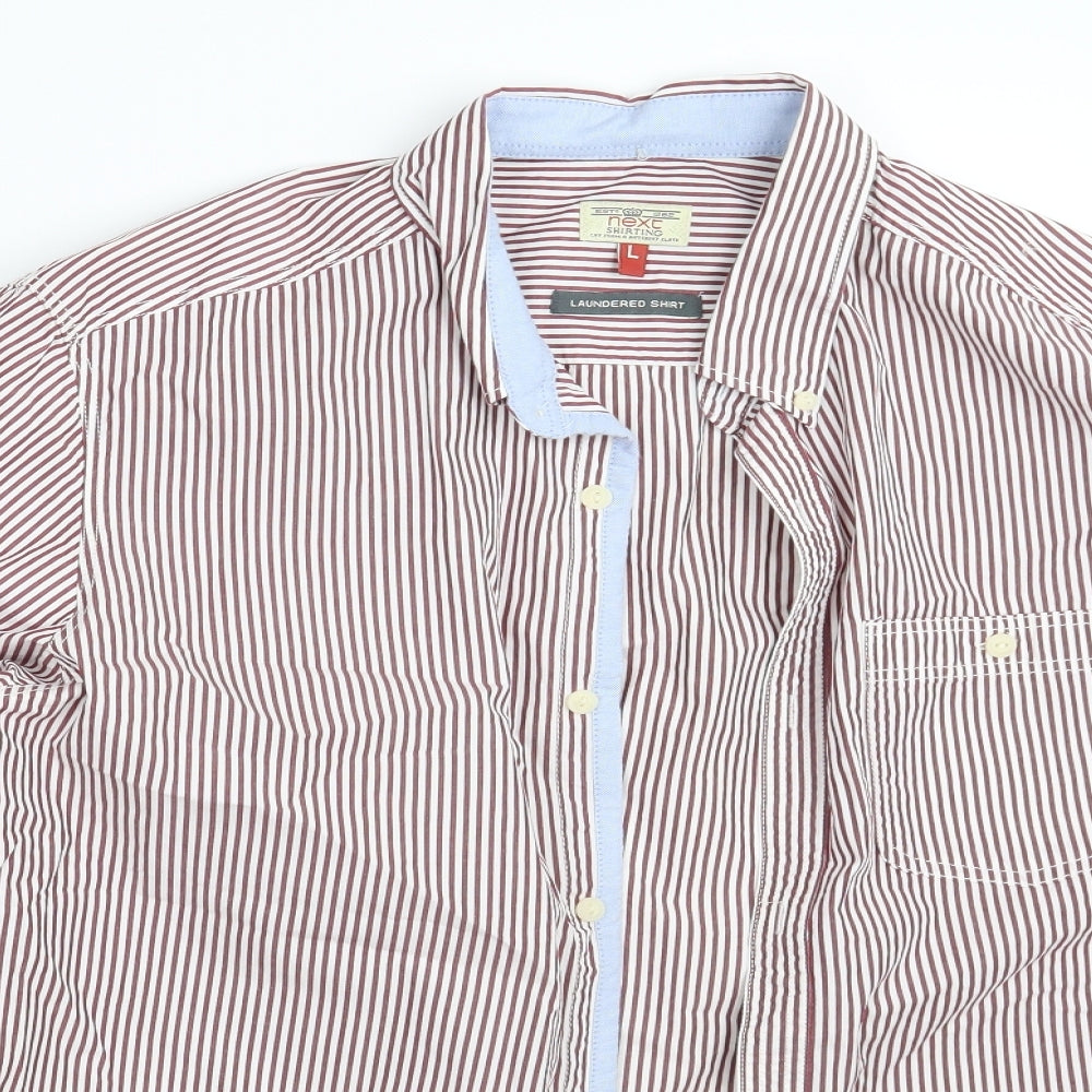 Mens UK Size L NEXT Red  Button-Up Long Sleeve Casual Shirt