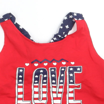 Preworn Girls Red   A-Line  Size 3-4 Years