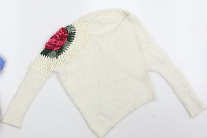Womens UK Size One Size Preworn Ivory Pullover Jumper