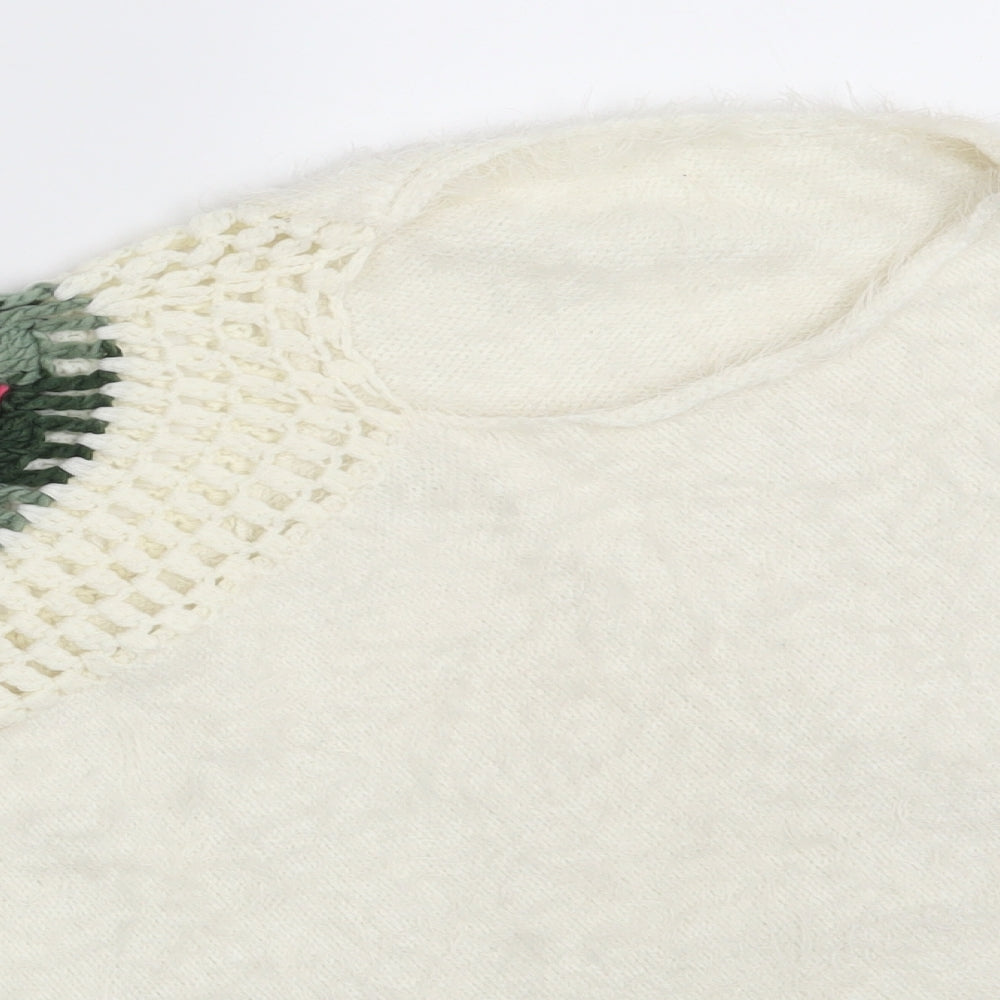 Womens UK Size One Size Preworn Ivory Pullover Jumper