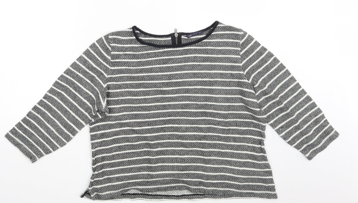 Marks & Spencer Womens Black Striped  Pullover Sweatshirt Size 16