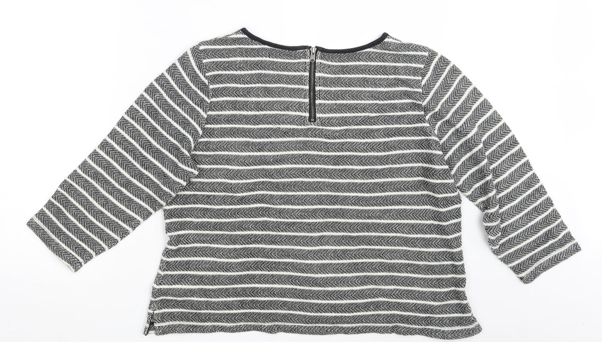 Marks & Spencer Womens Black Striped  Pullover Sweatshirt Size 16