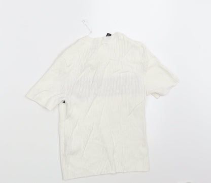 H&M Womens White Striped  Pullover Jumper Size S