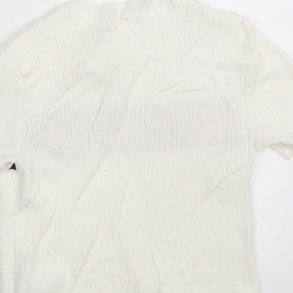 H&M Womens White Striped  Pullover Jumper Size S