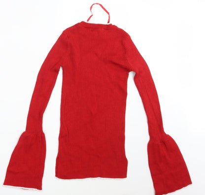 Womens UK Size 8 Preworn Red Pullover Jumper