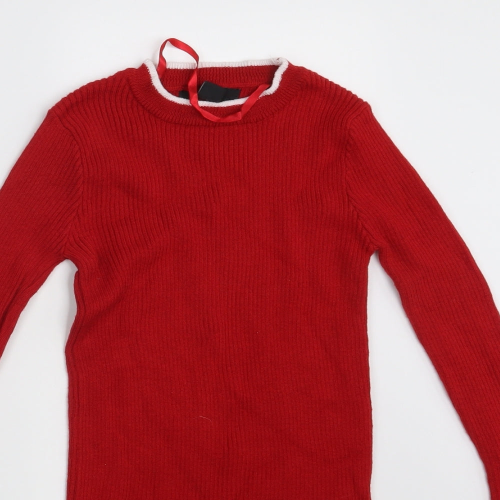 Womens UK Size 8 Preworn Red Pullover Jumper