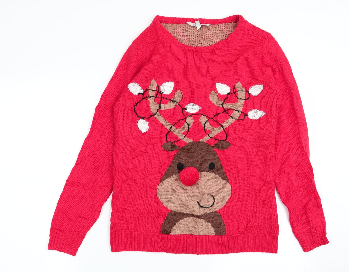 Womens UK Size S Peacocks Red Pullover Jumper