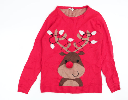 Womens UK Size S Peacocks Red Pullover Jumper