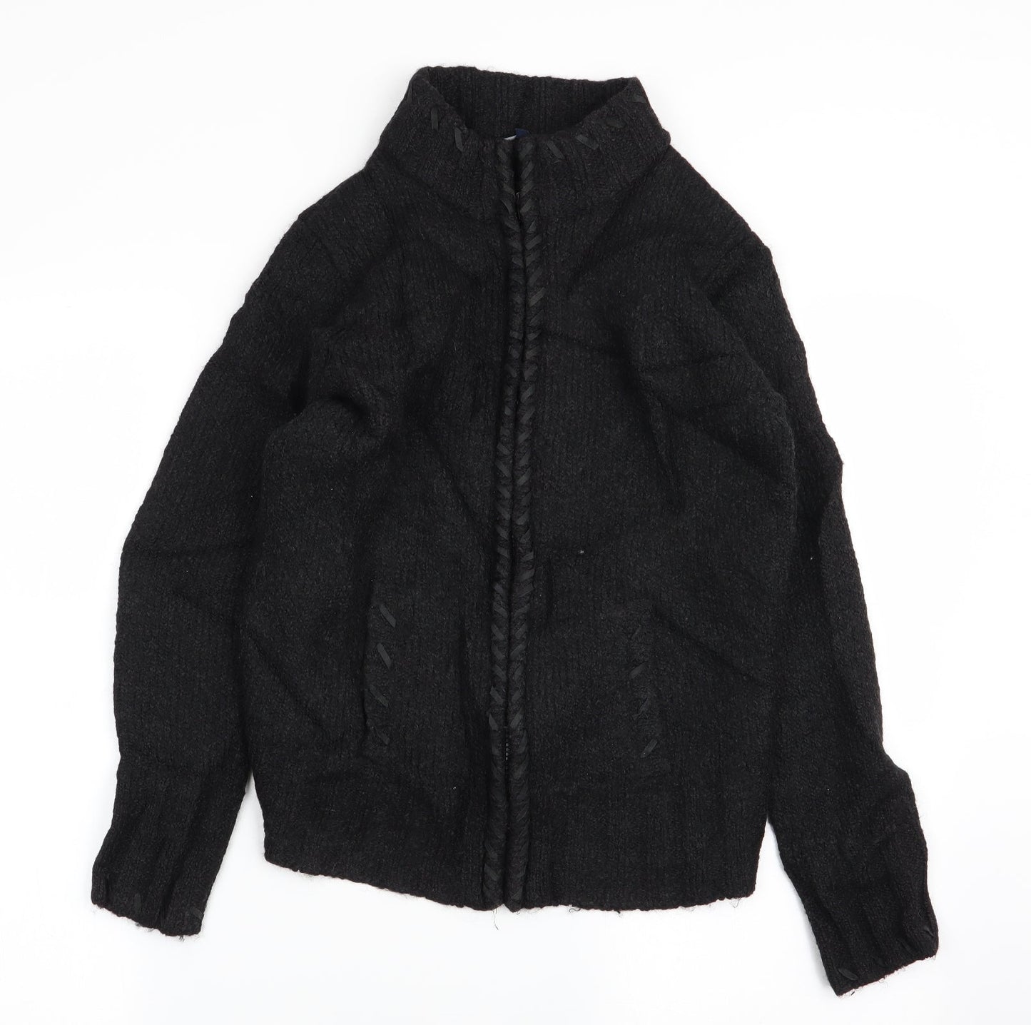 Womens UK Size 12 Debenhams Black Full Zip Jumper