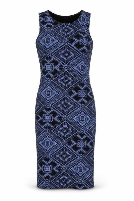 Front view of Club L women’s multicoloured geometric pencil dress, size UK 8