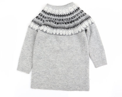 Primark Girls Grey Geometric  Pullover Jumper Size 7-8 Years