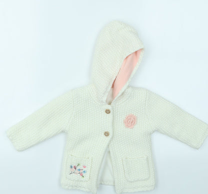 George Girls White   Cardigan Jumper Size 6-9 Months