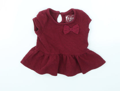 Young Dimension Girls Red   Basic T-Shirt Size 3-6 Months