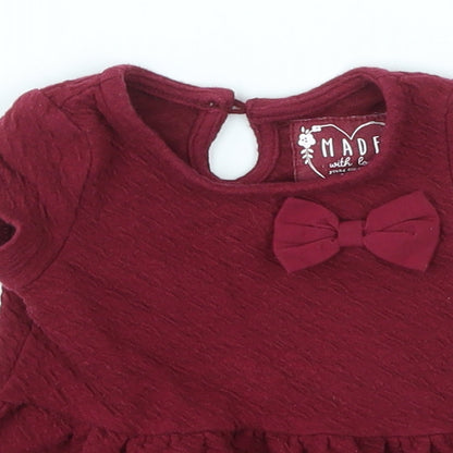 Young Dimension Girls Red   Basic T-Shirt Size 3-6 Months
