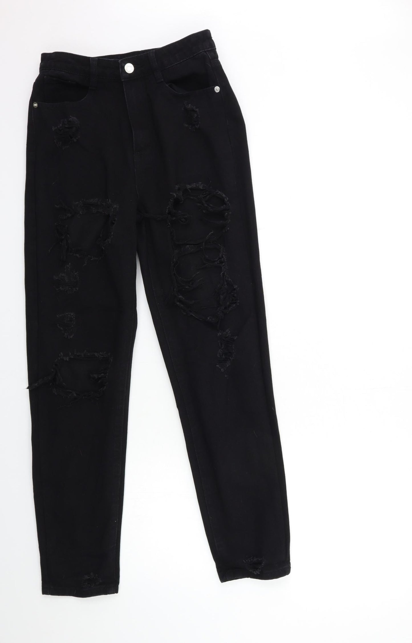 Missguided Womens Black  Denim Mom Jeans Size 6 L29 in