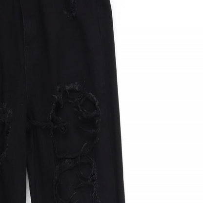 Missguided Womens Black  Denim Mom Jeans Size 6 L29 in