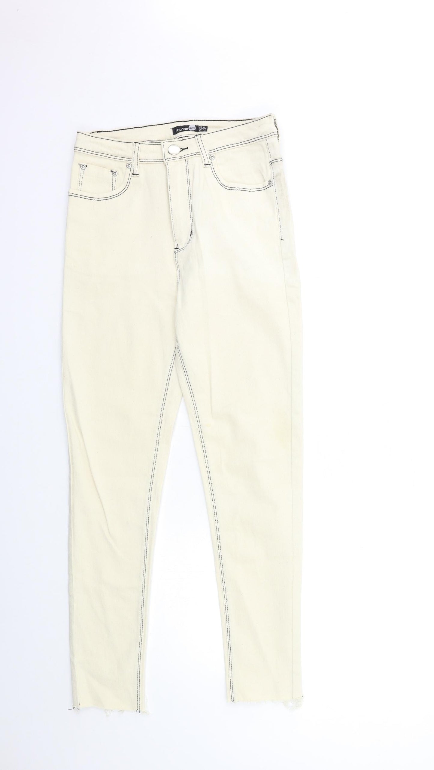 Boohoo Womens Beige  Denim Skinny Jeans Size 8 L29 in