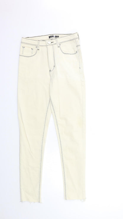 Boohoo Womens Beige  Denim Skinny Jeans Size 8 L29 in
