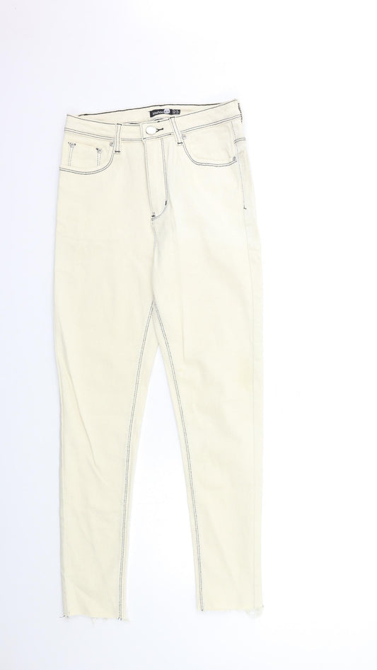 Boohoo Womens Beige  Denim Skinny Jeans Size 8 L29 in