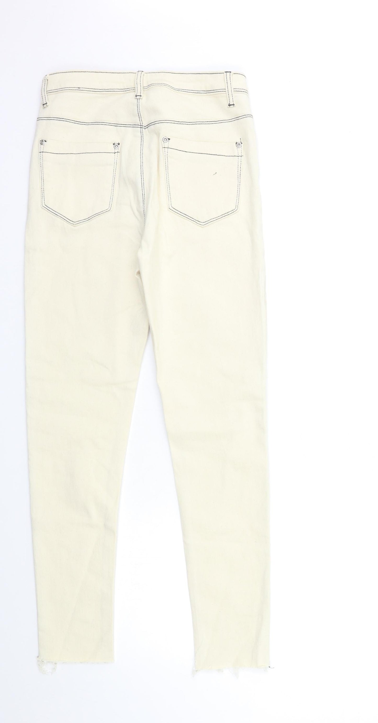 Boohoo Womens Beige  Denim Skinny Jeans Size 8 L29 in