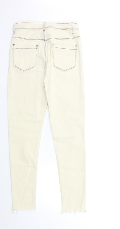 Boohoo Womens Beige  Denim Skinny Jeans Size 8 L29 in