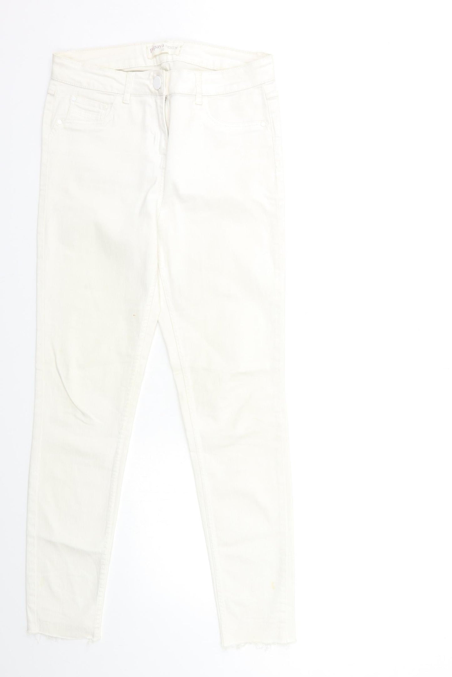 Womens UK Size 10 Papaya Regular Fit Skinny White Jeans