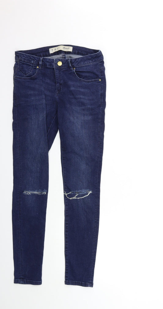 Denim & Co. Womens Blue  Denim Skinny Jeans Size 10 L28 in
