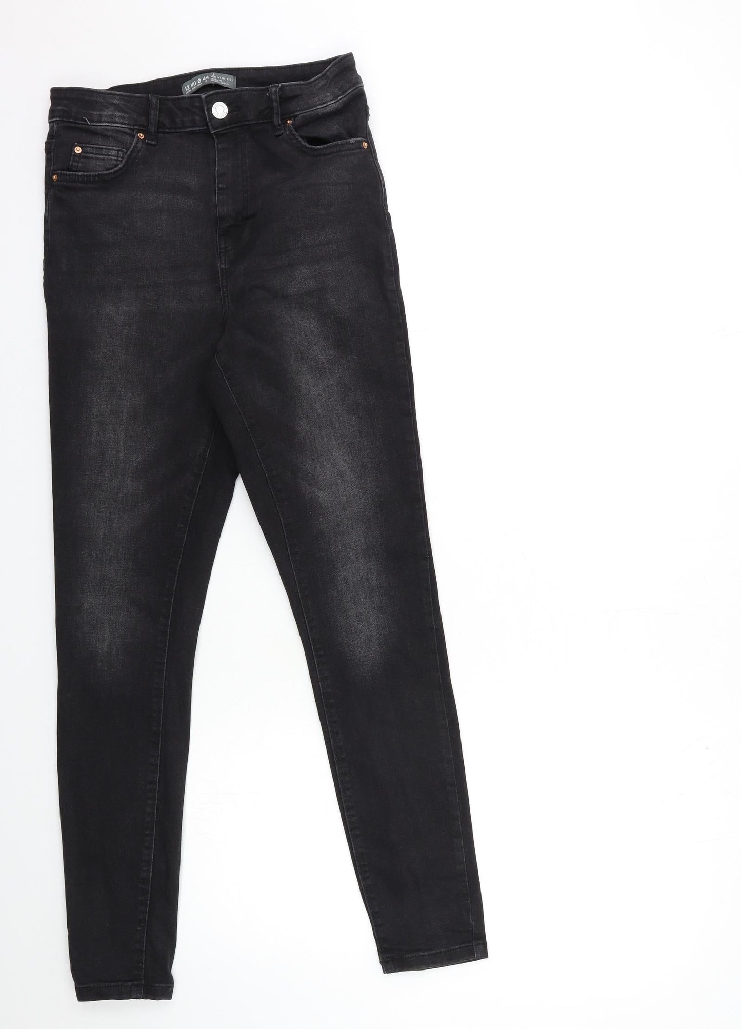 Denim & Co. Womens Black  Denim Skinny Jeans Size 12 L28 in