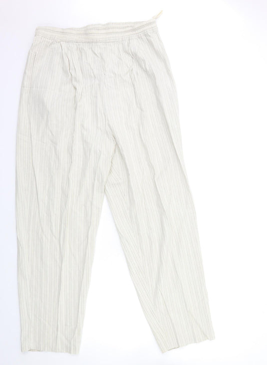 ELVI Womens Beige Striped  Trousers  Size 32 in L30 in