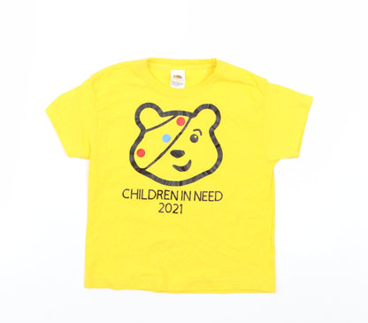 Fruit of the Loom Girls Yellow   Basic T-Shirt Size 3-4 Years  - Children in Need