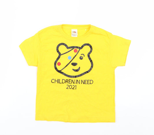 Fruit of the Loom Girls Yellow   Basic T-Shirt Size 3-4 Years  - Children in Need