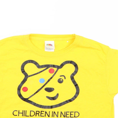 Fruit of the Loom Girls Yellow   Basic T-Shirt Size 3-4 Years  - Children in Need