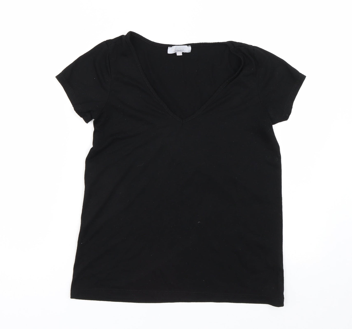 Womens UK Size 8 Red Herring Black Basic T-Shirt
