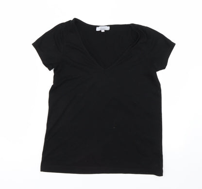 Womens UK Size 8 Red Herring Black Basic T-Shirt