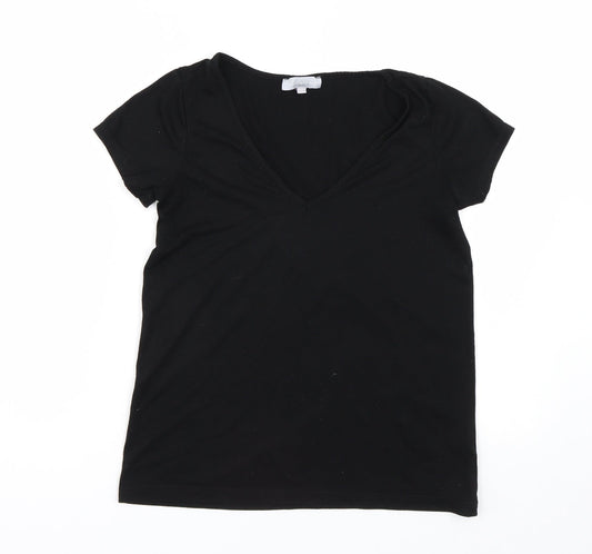 Womens UK Size 8 Red Herring Black Basic T-Shirt