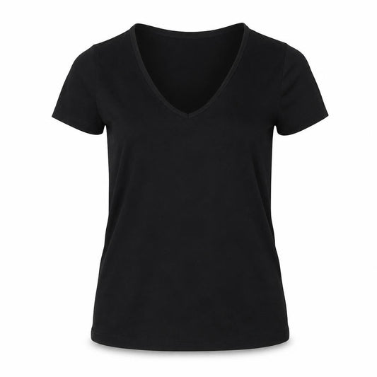 Front view of Red Herring women’s black basic t-shirt, size UK 8