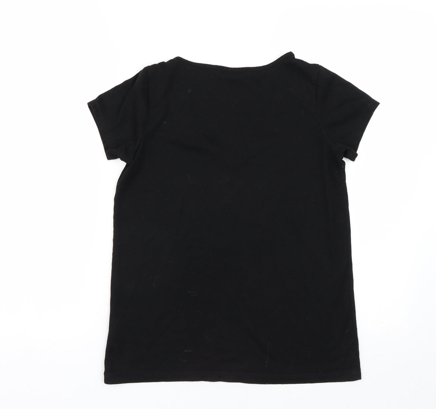 Womens UK Size 8 Red Herring Black Basic T-Shirt