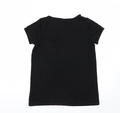 Womens UK Size 8 Red Herring Black Basic T-Shirt