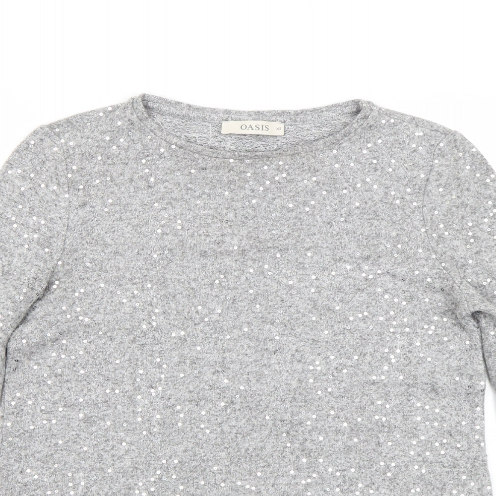 Womens UK Size XS Oasis Grey Pullover Jumper