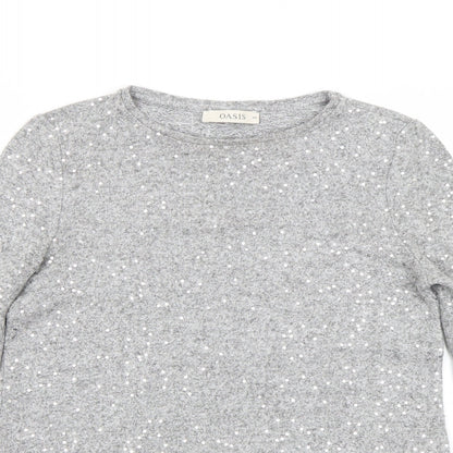 Womens UK Size XS Oasis Grey Pullover Jumper