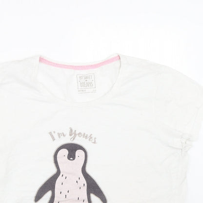 Pep&co Womens White   Top Pyjama Top Size 12  - Penguin