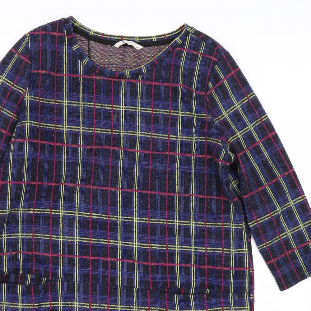TU Womens Blue Check  T-Shirt Dress  Size 14