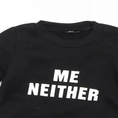 Preworn Girls Black   Pullover Sweatshirt Size 3-4 Years