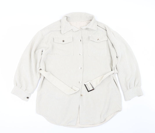 Womens UK Size L Preworn Beige Full Zip Jumper