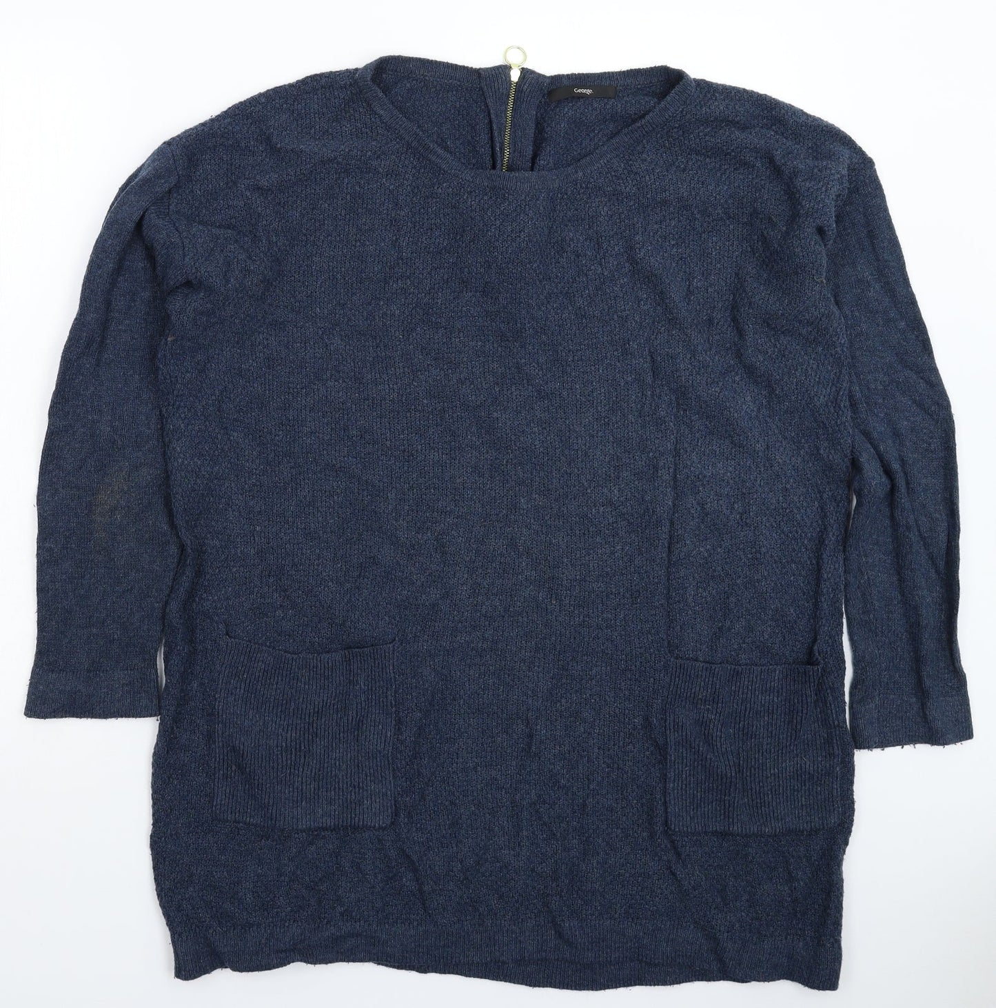 George Womens Blue  Knit Pullover Jumper Size 18