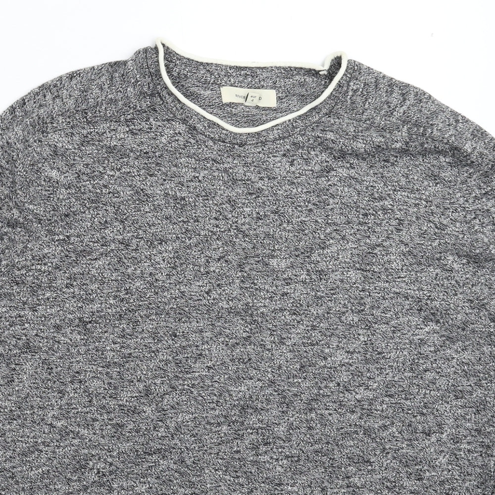 River Island Mens Grey  Knit Pullover Jumper Size L