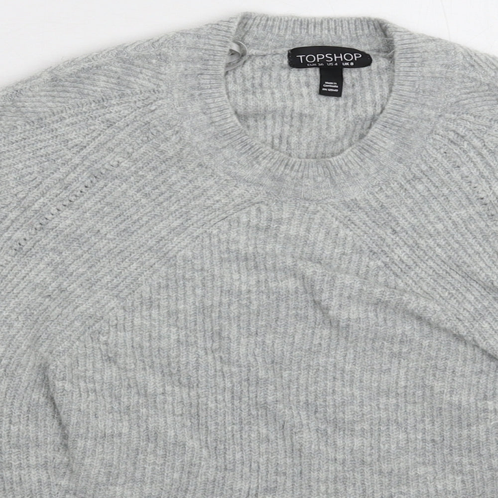 Womens UK Size 8 Topshop Grey Pullover Jumper